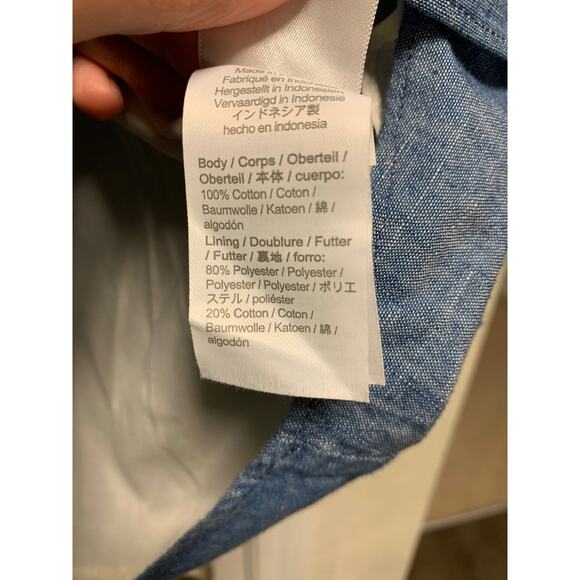 J. Crew Chambray Scalloped V Neck Spaghetti Strap Cami Tank Top Size 12 - Picture 6 of 6